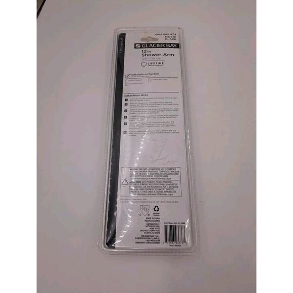 Glacier Bay 11-12 in. Raincan Shower Arm Matte Black 1009 685 474 (C) - Picture 3 of 6
